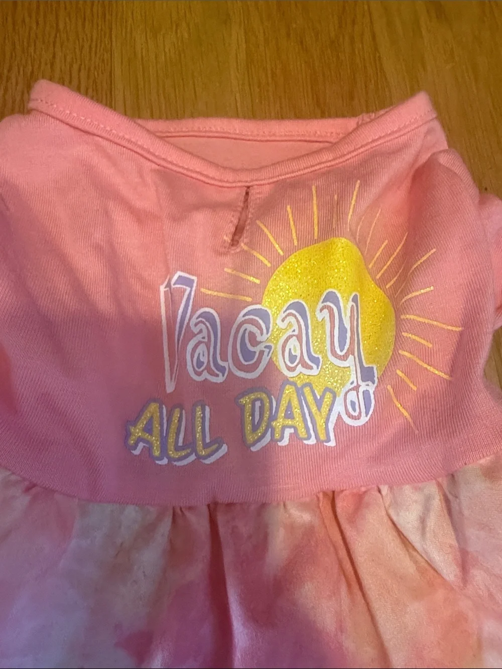 Pink Tie-Dye 'Vacay All Day' Ruffle Dress
